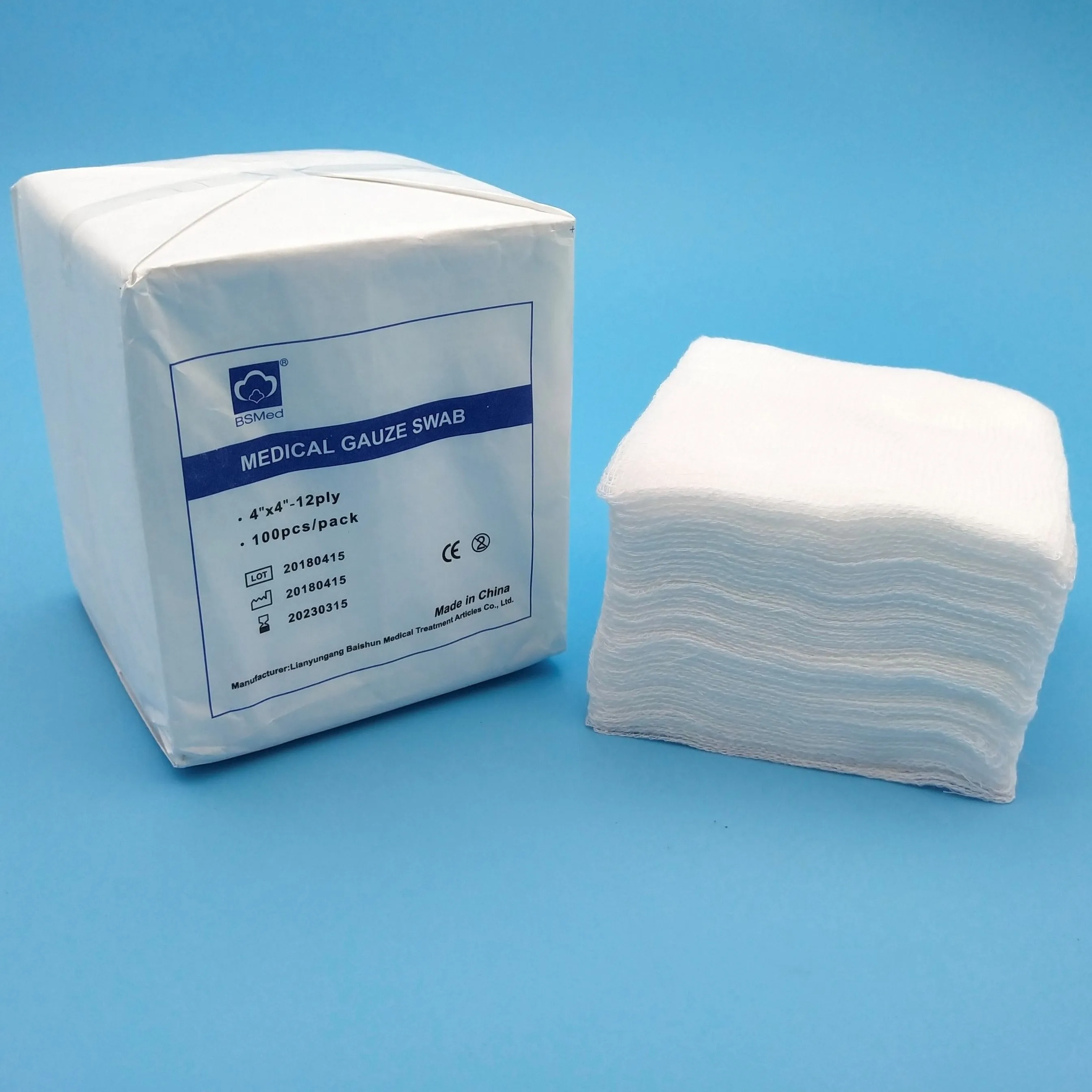 High quality 100% natural cotton Medical Absorbent sterile or non sterile gauze swabs