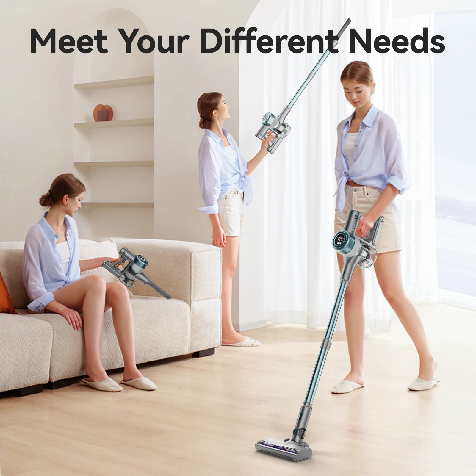 6 in 1 Touch Screen Stick Dry And Wet Carpet Cleaner Cordless Car Vertical Vacuum Cleaner