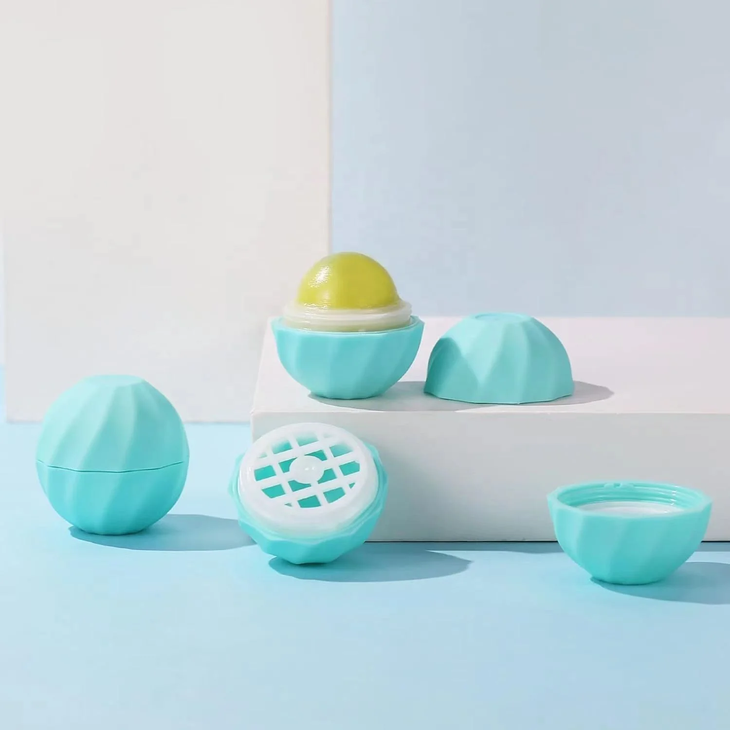 2024 new design DIY lip balm container ball cute lip balm container matte lip balm jar blue