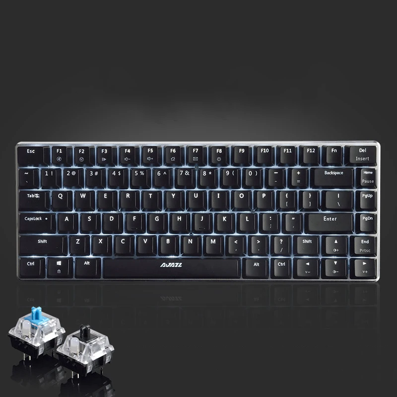  Механическая клавиатура N-key с голубым переключателем 82 клавиши черный переключатель игровая
