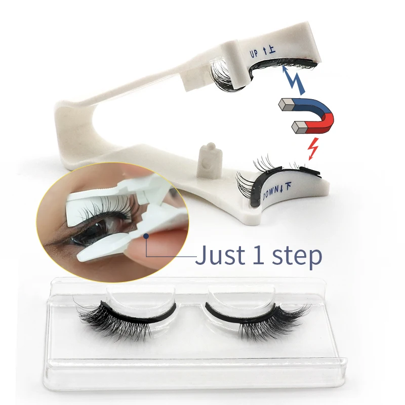 Plant Fiber Anchor Lash Customized Packaging Wholesale New 1 Step Quantum 3D Natural Magnetic Eyelashes Magnet Eyelash