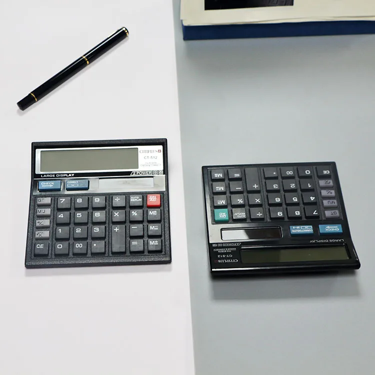 High-Quality New Design Check Function Calculator Black High-End Business Office 12-Digit Display Desktop Calculator