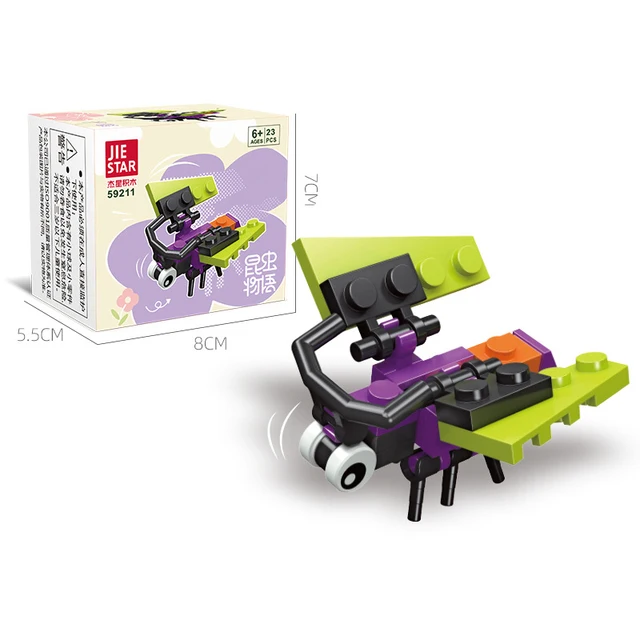 Cute Insect Building Block Mini Cartoon Mantis Spider Snail Model Set Kawaii 3D Diy Bricks Toy Collection Toys for Kids Gift
