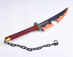 Ming Hu Demon Slayer Blade Cos  Uzui Tengen  Sunwheel Knife Anime Props Weapon Wooden Bamboo Blade