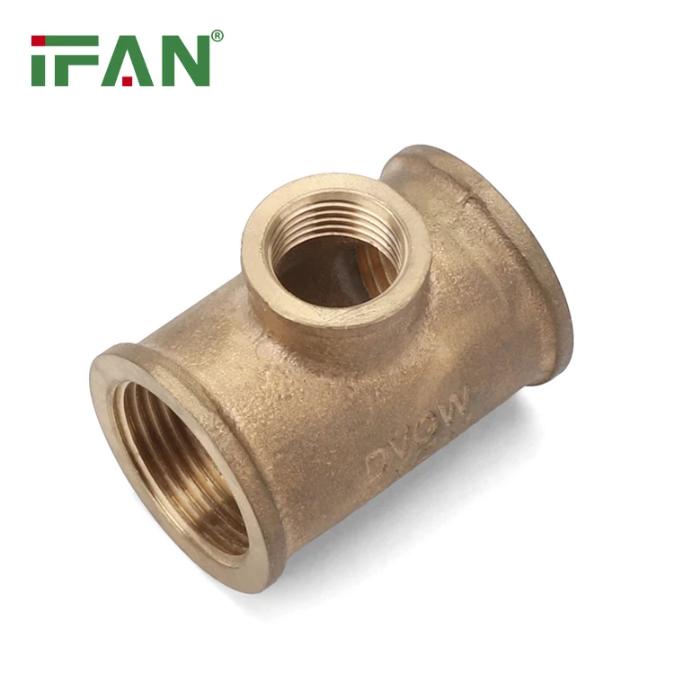 IFAN Bronze Plumbing Materials 1/2 Inch Thread Reducing Tee Brass Fittings For Pipe Connection