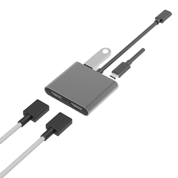 Изготовленный на заказ Новый стиль 4K 30 Гц 4 в 1 TYPE-C до 2x4K HD-MI PD USB C концентратор для Macbook домашний аудио