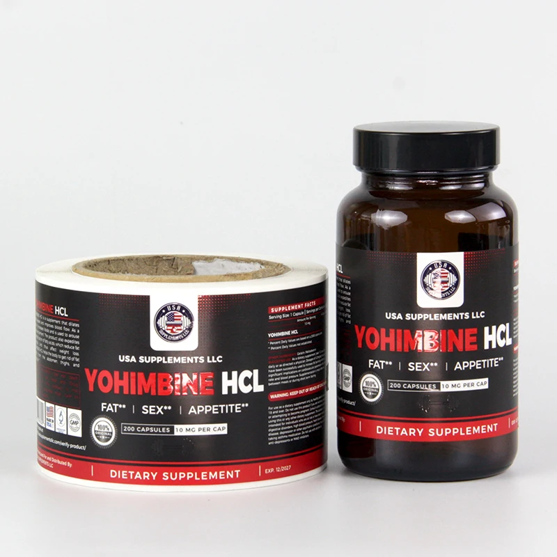 Custom Printing Healthy Pharmaceutical Product Matte Nutritional Supplement Spot UV Bottle Roll Sticker  Labels