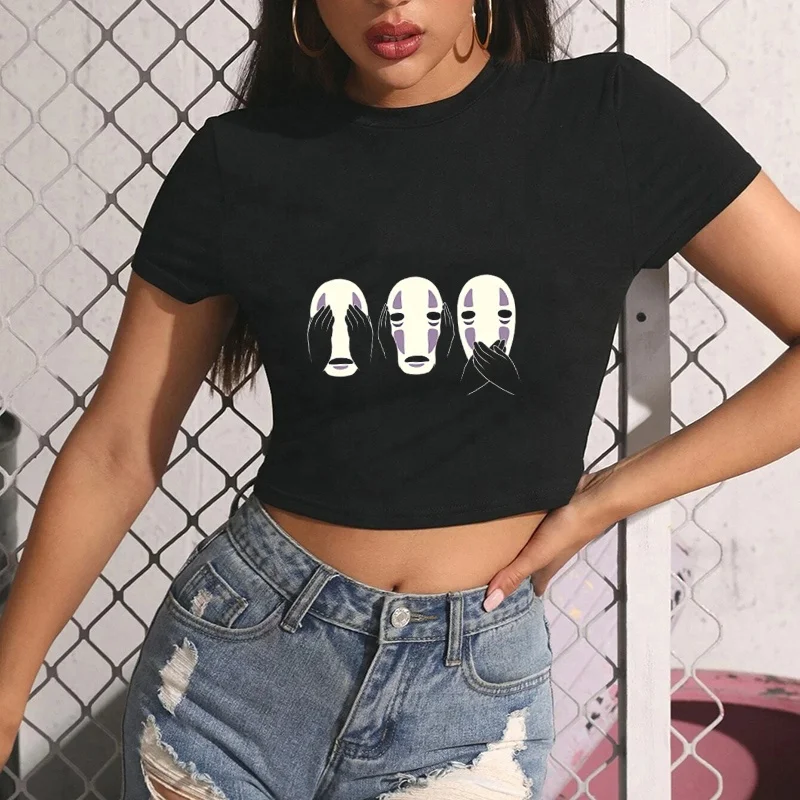 
2021 Customed Print T-shirt Gothic Popular Anime Aesthetic Clothes T Shirt Women Crop Tops Slim Woman Clothes 