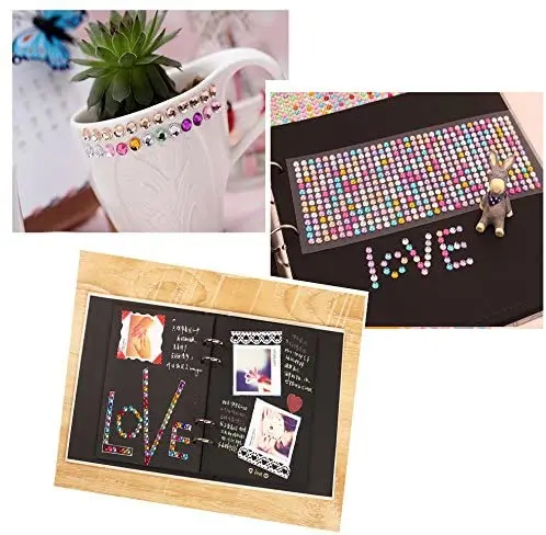 900Pieces 4mm Colorful Bling Diamond Self Adhesive Rhinestone Sticker Sheet for DIY Crafts