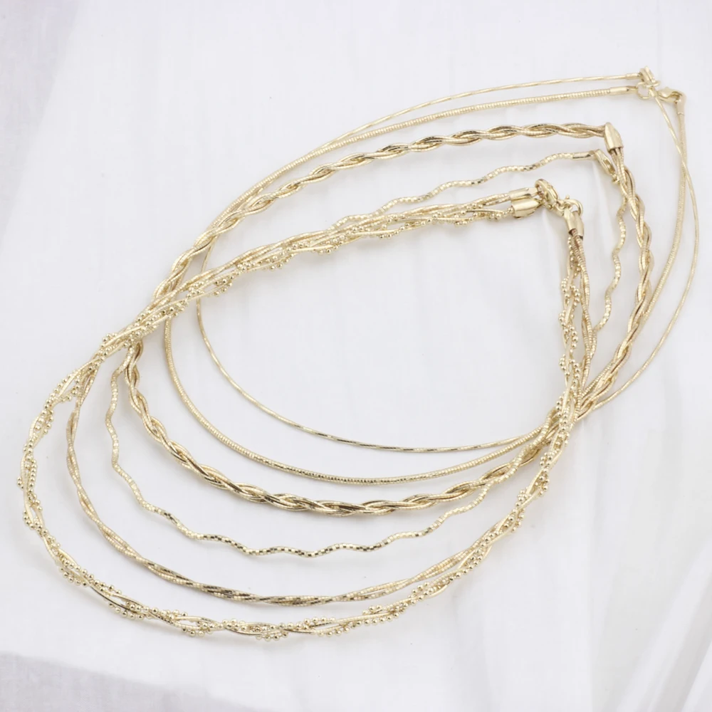 Raw Brass Fashion Chain Choker Necklace Jewelry Sets Brass Chain Twist Collar  Necklace For Women Wholesale Wedding Gifts