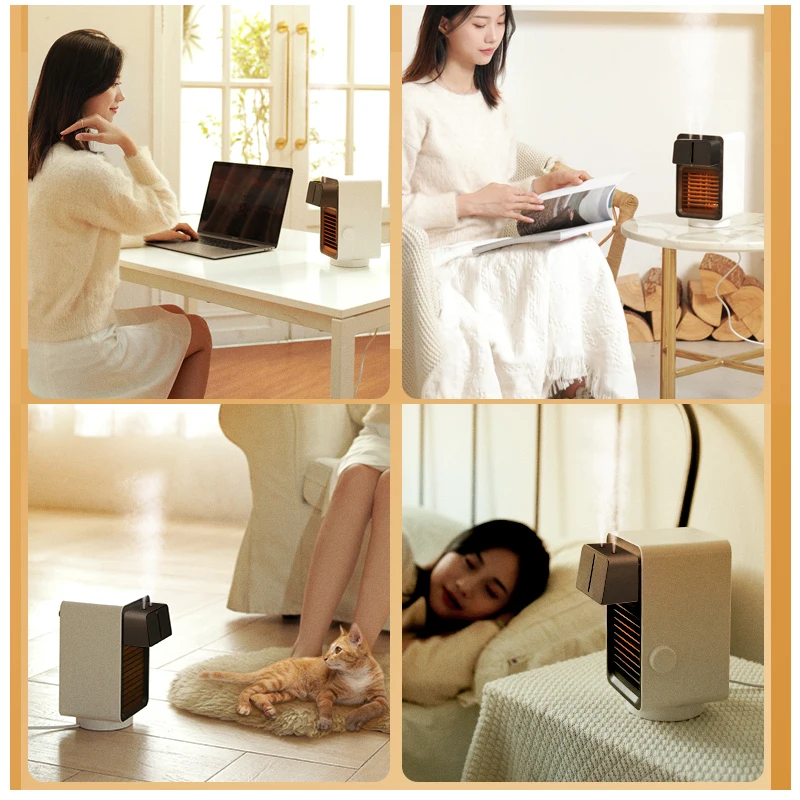 Multifunction 2 In 1 Electric 1300W 3 Speeds Adjustable Dual Spray Humidifier 120 Degree Shaking Head Warmer Fan Heater