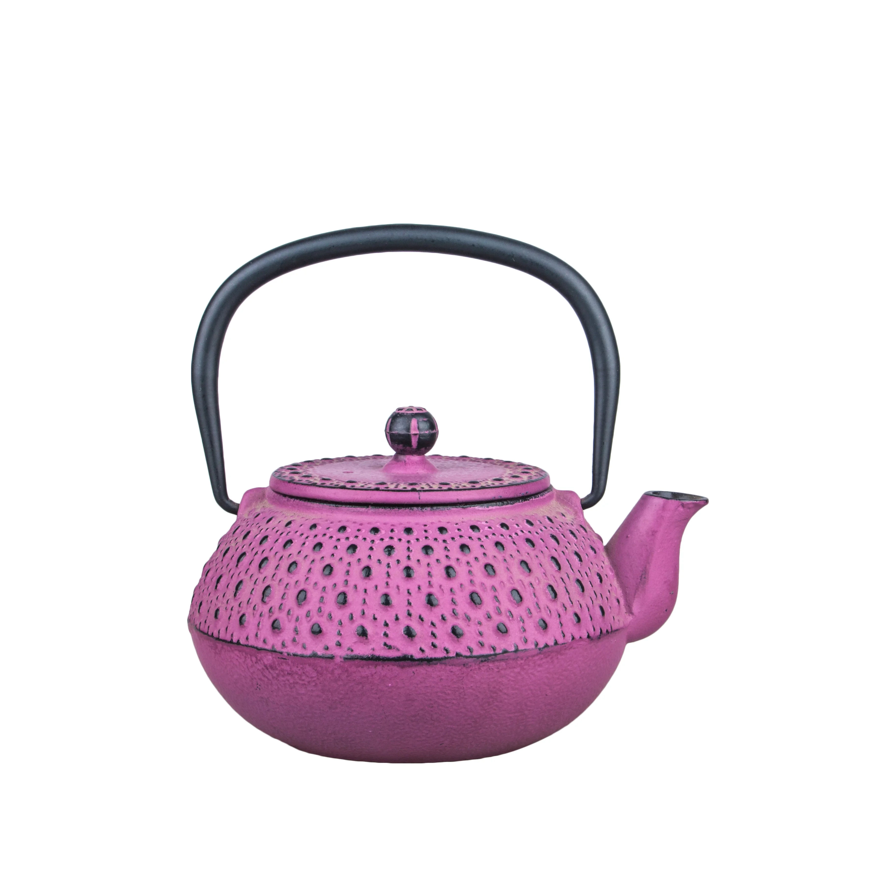 Japanese cast iron tea kettle pink teapot 300ml with strainer
