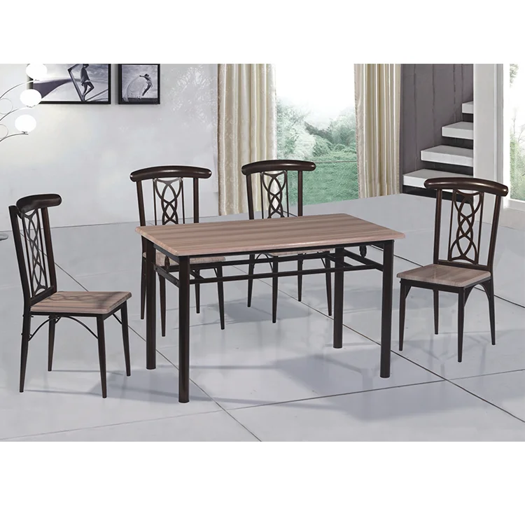 Leisure Dining room Set MDF Wooden Table Top Wholesale Cheap Modern 5 Pec set Indoor Furniture Living room DS-136