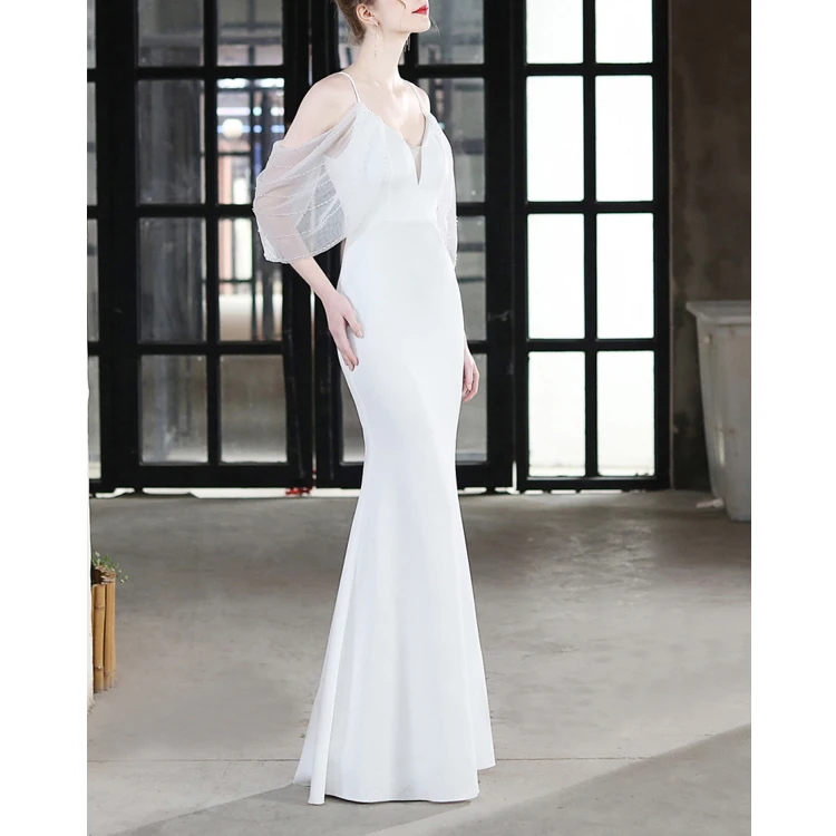 Wholesale clothes dressing gown mermaid wedding dress bridal gown evening fabric white