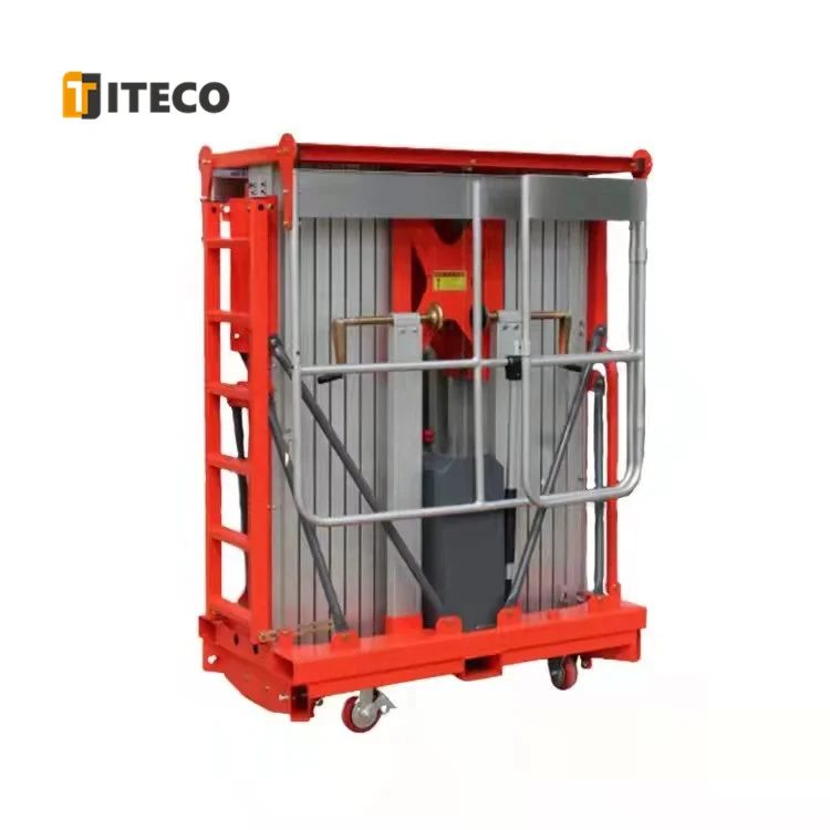 Double Mast Aluminium Vertical Lift Aluminium Vertical Double Mast One Man Lift Alloy Aerial Work Platform New Product
