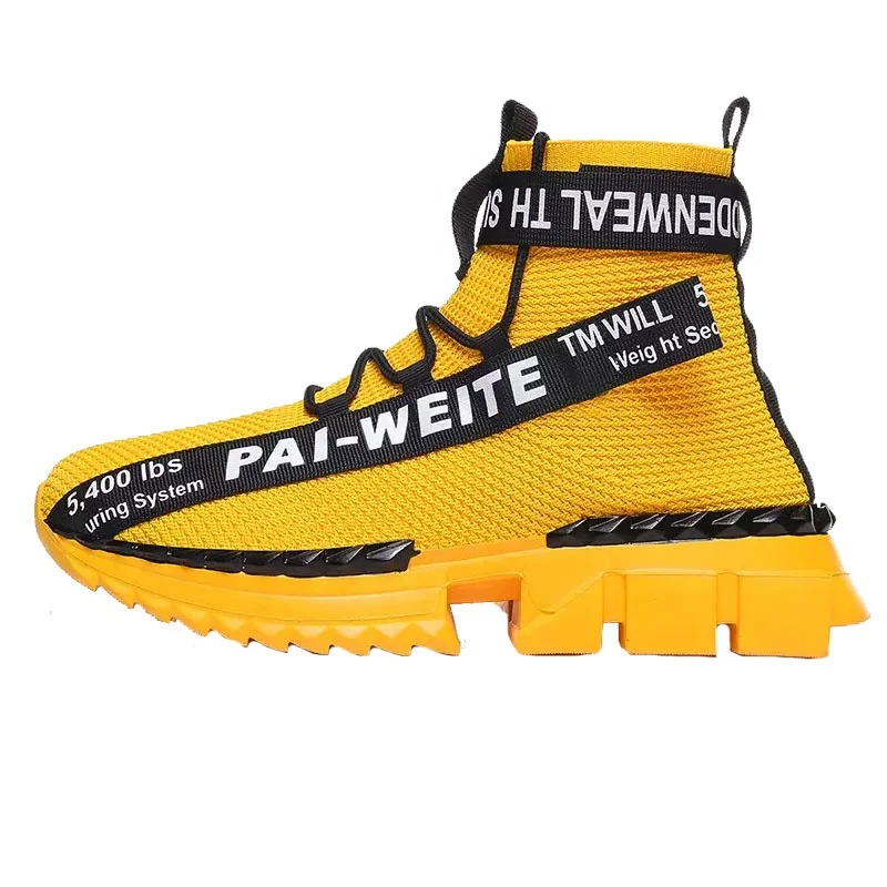 casual sport shoes lace up barefoot ankle boots running sock shoes men knitted fashion sneakers custom big siZe  men shoes 2020