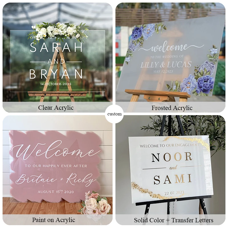 Plexiglass Frosted Wedding Signs Seating Chart Black Painted Acrylic Welcome Sign