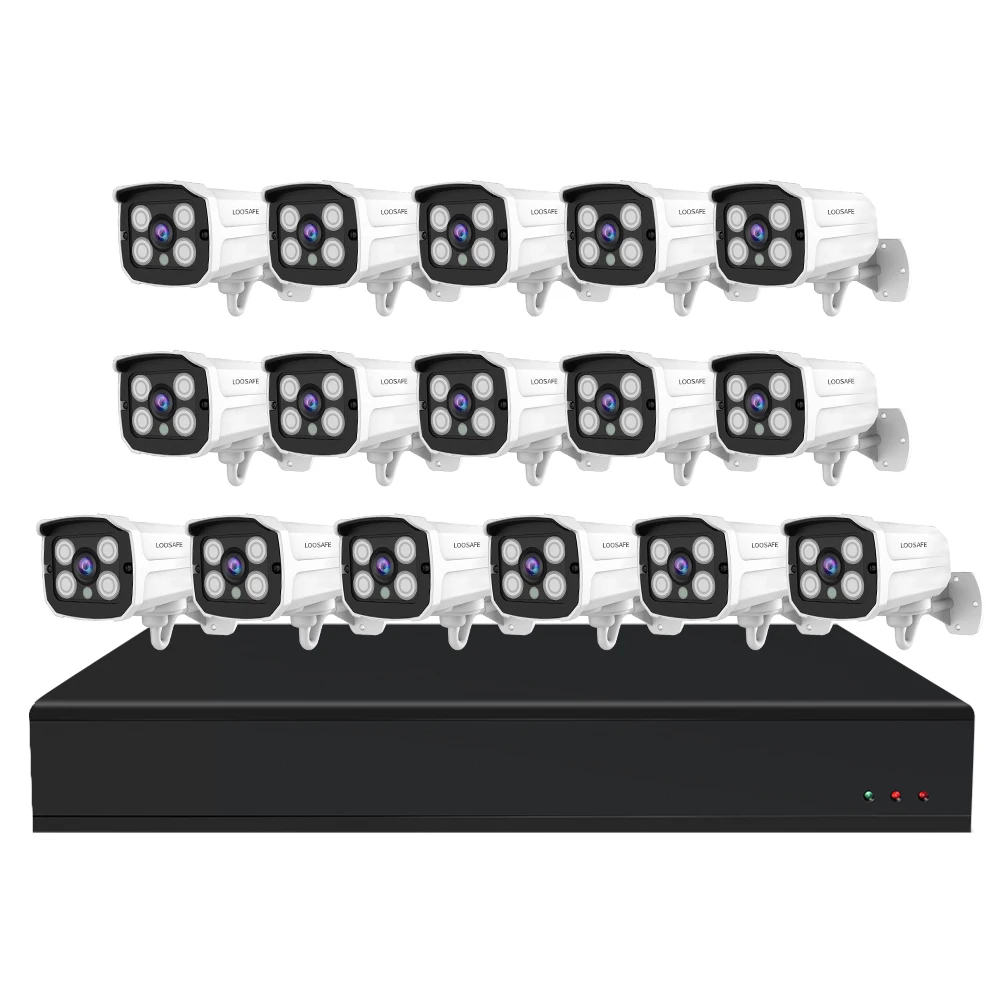 LOOSAFE video surveillance system nvr 16 channel 3mp 5mp poe cctv security camera system h.265 nvr kit ip cameras set