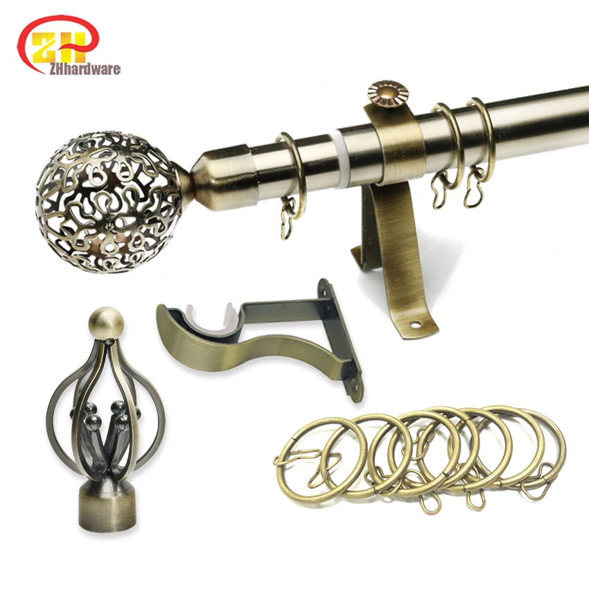 Luxury contemporary curtain rod final hanging adjustable bedroom machine round curtain tube iron double electric curtains