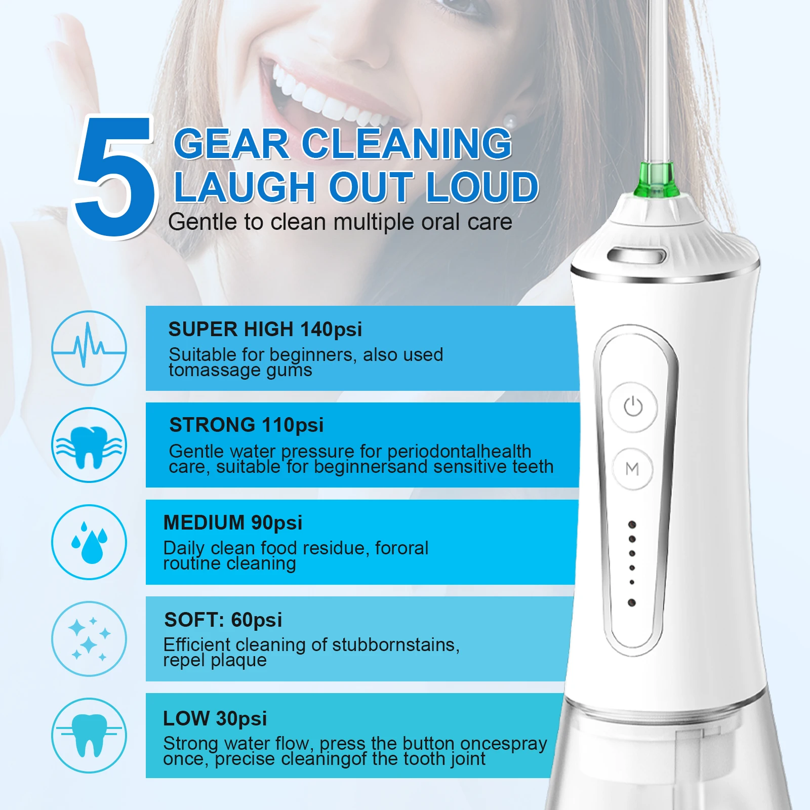 H2ofloss 2023 Newest Portable IPX7 Waterproof Dental Oral Irrigator Teeth Cleaning Water Flosser ultrasonic dental cleaner