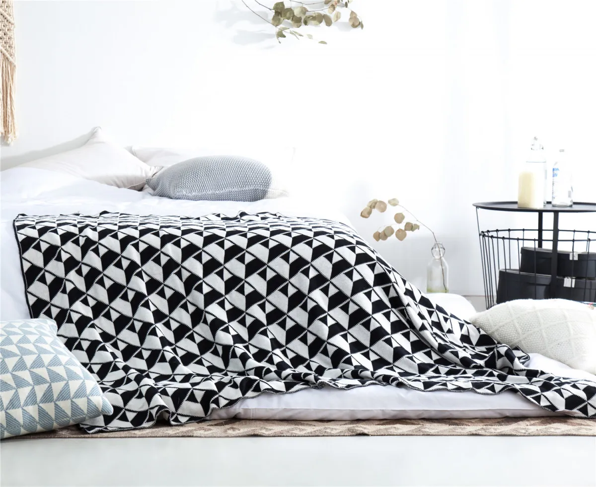 
Summer knit cool crochet knitted throw Baby Organic Cable Bamboo Blanket 