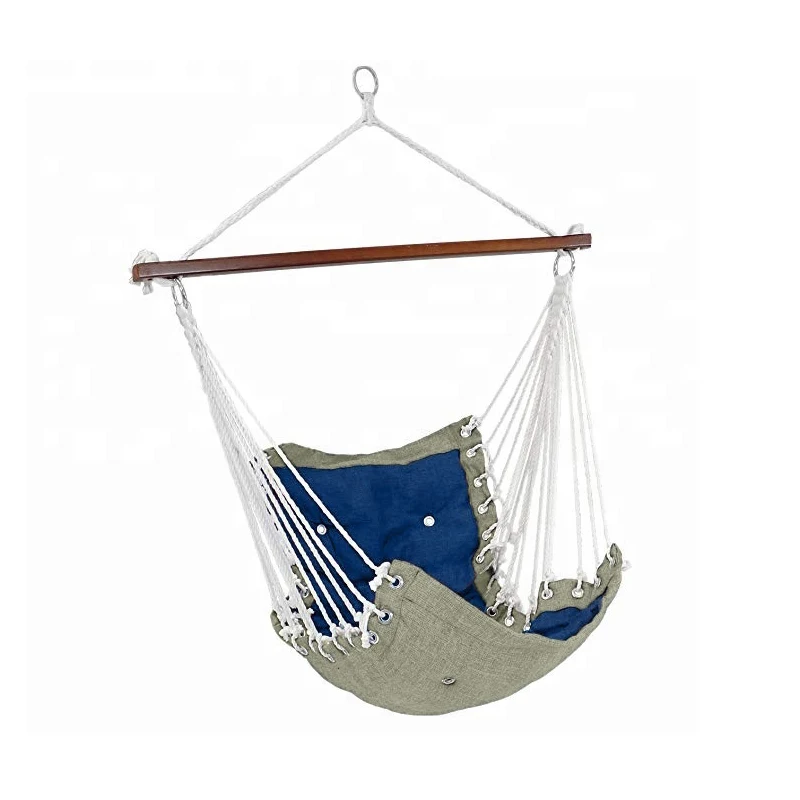 Викторианское кресло-гамак, большая подвесная койка для заднего двора, хлопковое одноместное уличное качели для патио с ворсом, синего и белого цвета