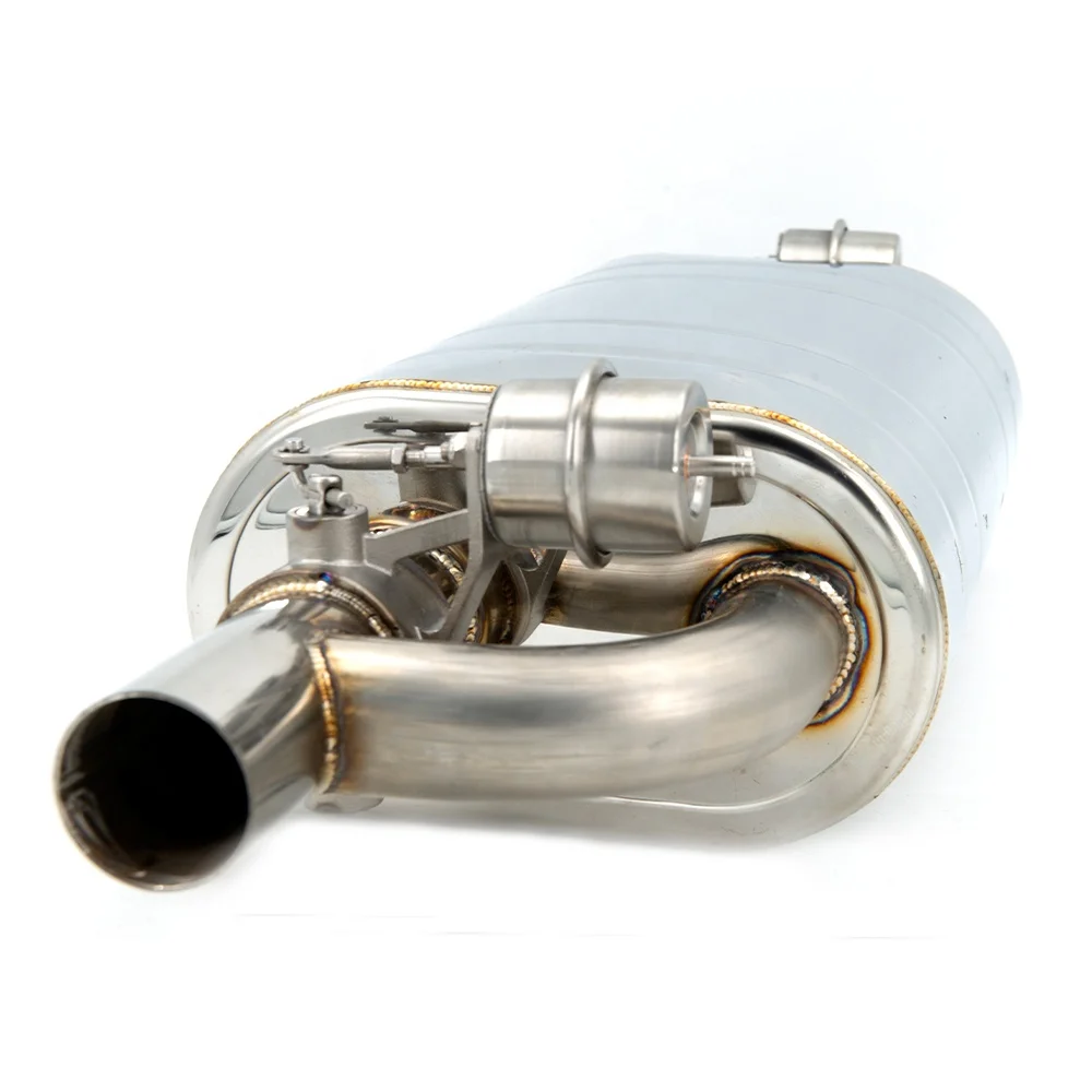 76MM/63MM Middle in and double out Exhaust and valves modification four outlet muffler Universal valve drum Dual valves T drum