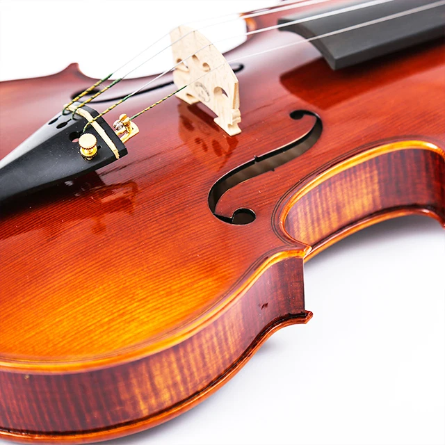Good Acoustic Fidelity Solid Flamed Maple Side  Oil Varnished 4/4-3/4 Size Children Musical Violin