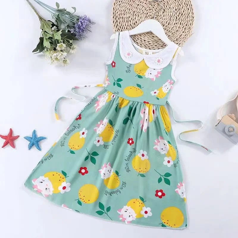 2022 new design ruffle sleeve dress lovely animal print summer children girl dress clothes