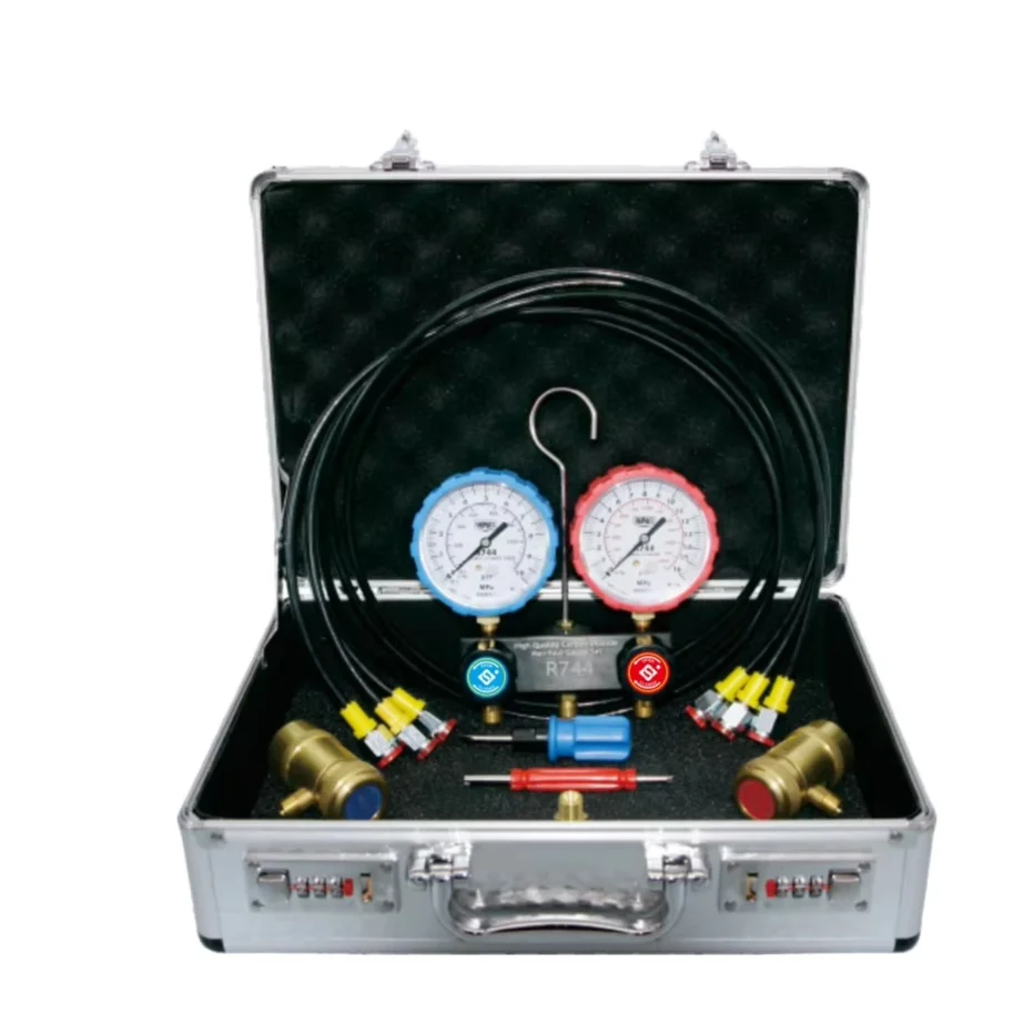 R744 DIGITAL Manifold gauge set  Aluminum Valve connection 1/4  Refrigerant Charging Tool Electronic Pressure regulator