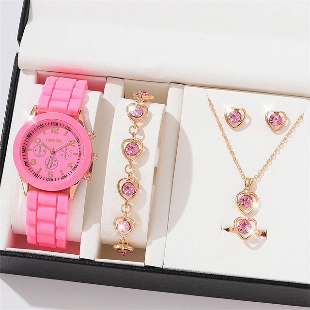 Hot New Style Watch Jewelry Set Fashion Classic Quartz Watch Butterflies Heart Watch Bracelet Earring Necklace Set
