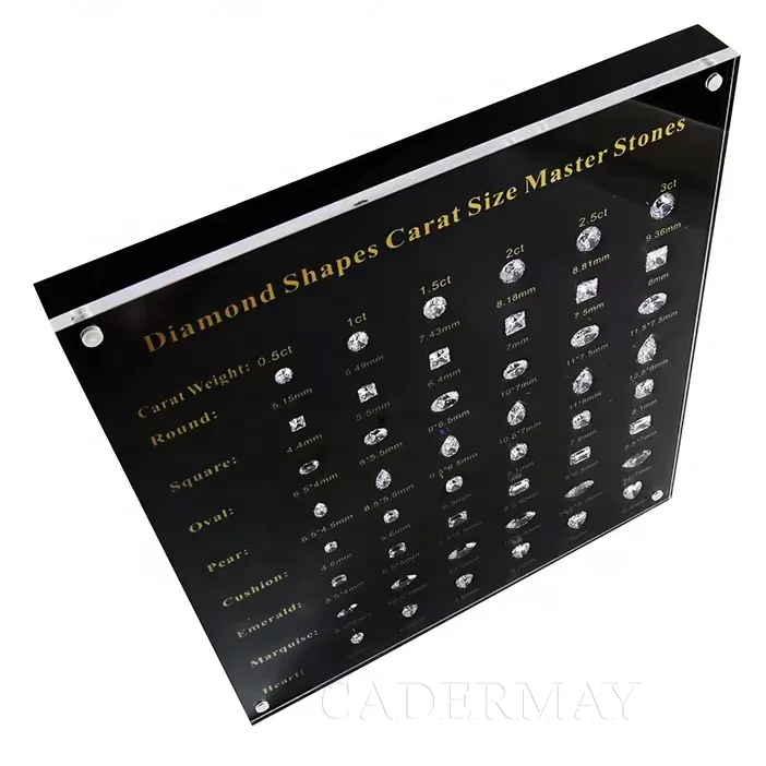 Cadermay 8 Shapes Carat Size Master Stones from 0.5 ct -3 ct  Cubic Zirconia Diamond gemstool  Master Tester Tools set