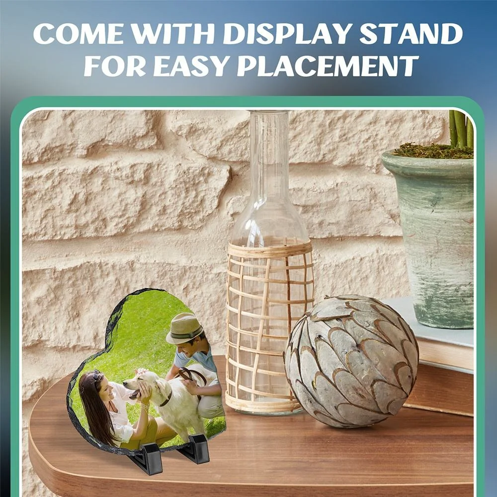 Subbank Sublimation Photo Stone Slate Blanks Custom Photo Heart Shape Frame Rock Slate Sublimation Slates