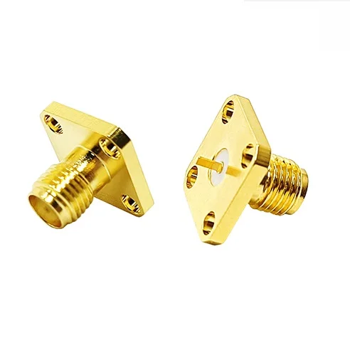 Gold Plated Brass Coaxial connector Standard SMA Jack Straight Solder Type for PCB mount Tab Terminal