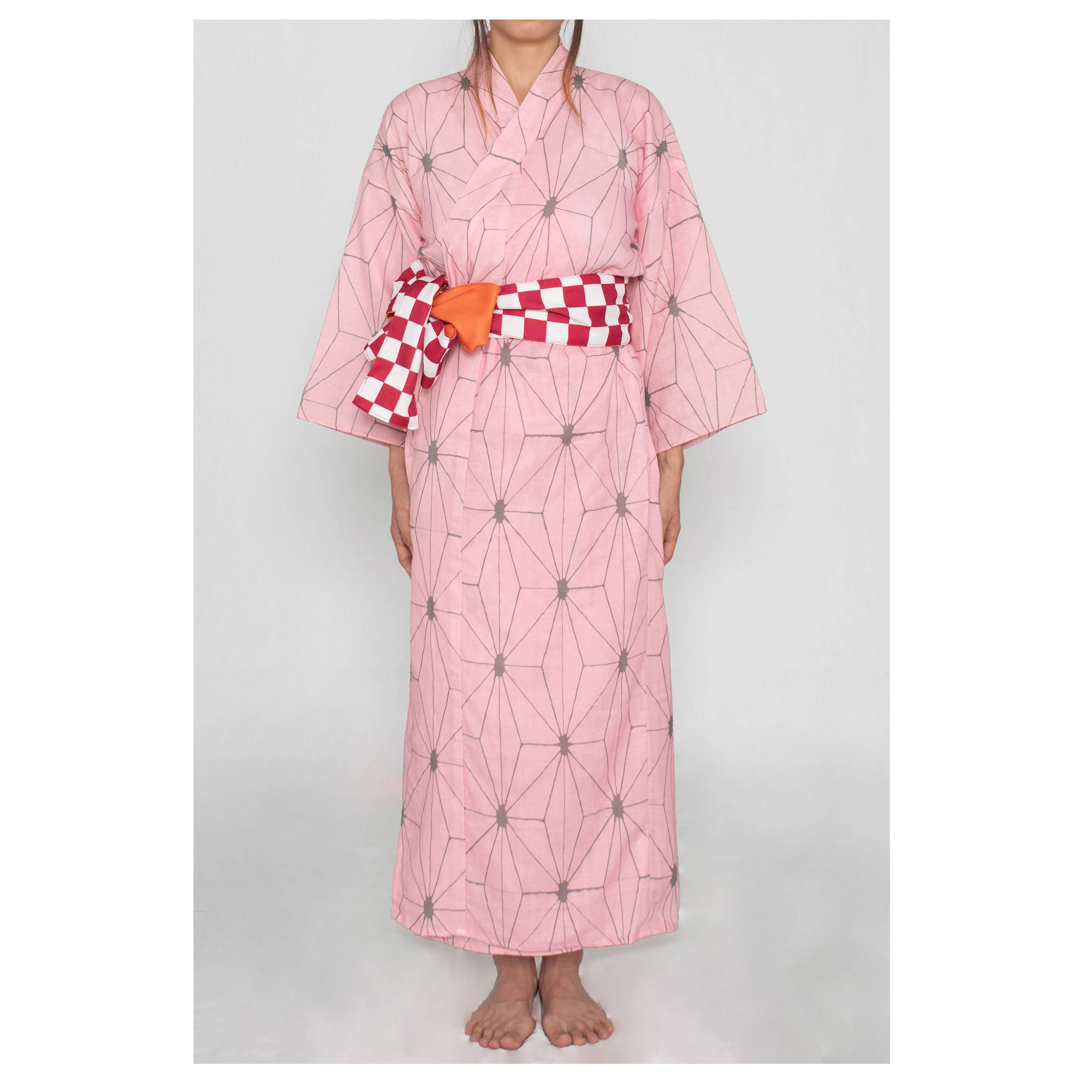 High quality Japanese womens kimono pink yukata for wholesale