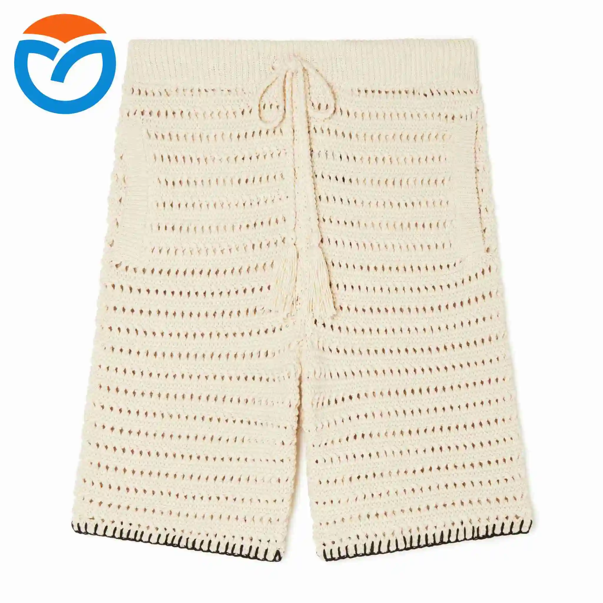 2024 Spring summer custom knit shorts crocheting knitted jacquard cotton trousers jogger knitwear crochet pants for men