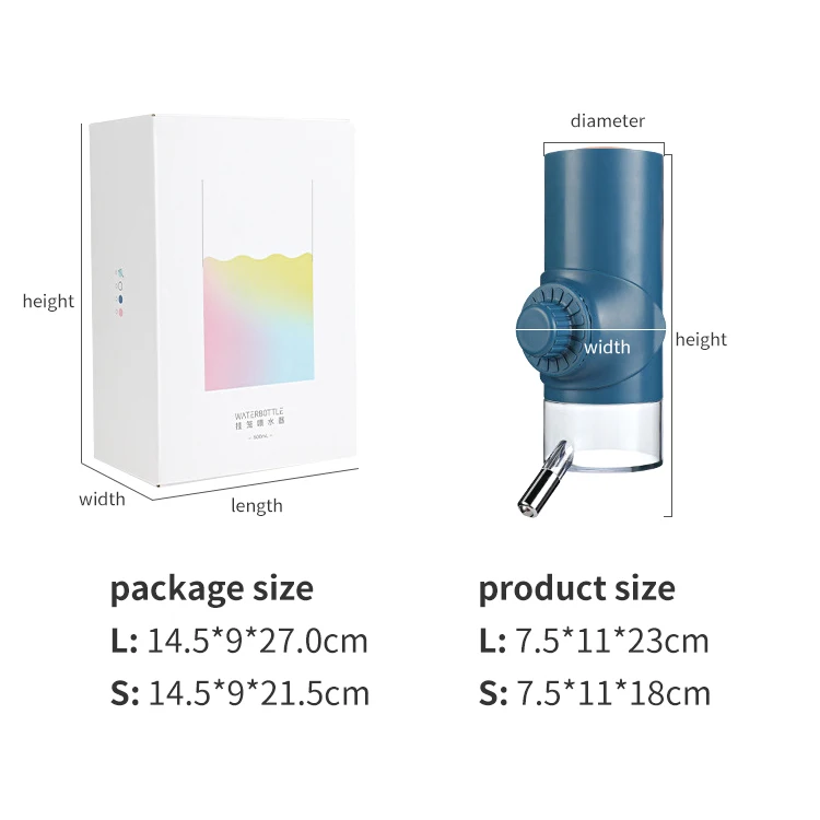 500ML/700ML Automatic Pet Hanging No Drip Chew Proof Drinking Water Bottle for Rabbit Hamster