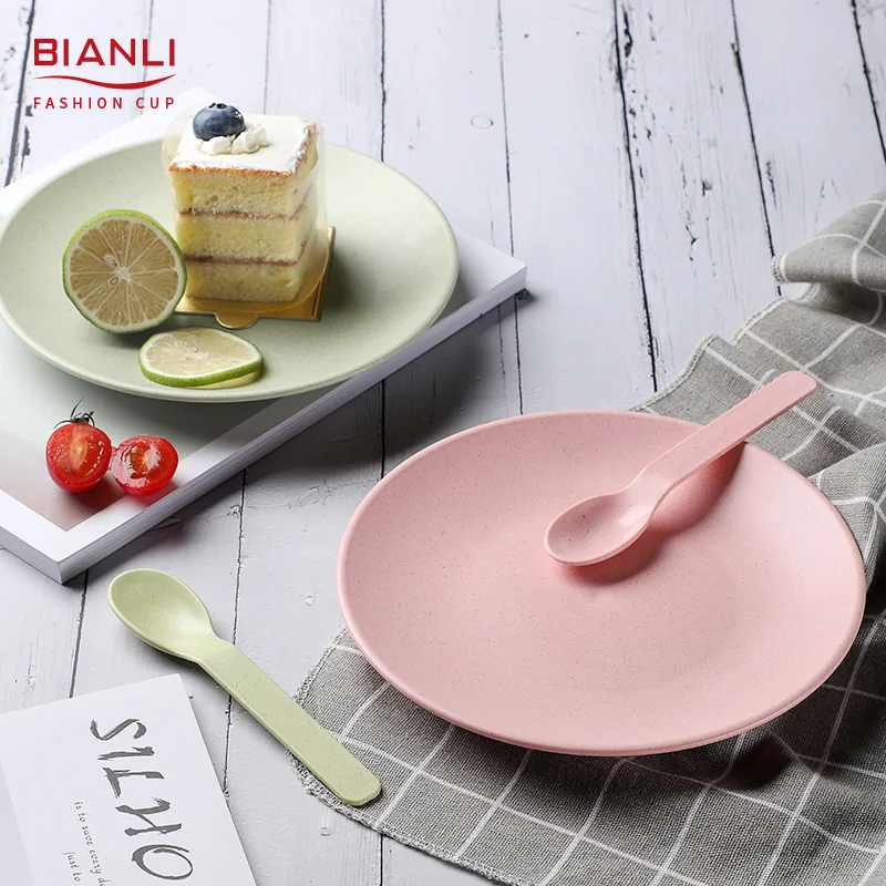 2021 New Wheat Straw Dinnerware Sets Lightweight Unbreakable Dishes Microwave Dishwasher Safe Plates