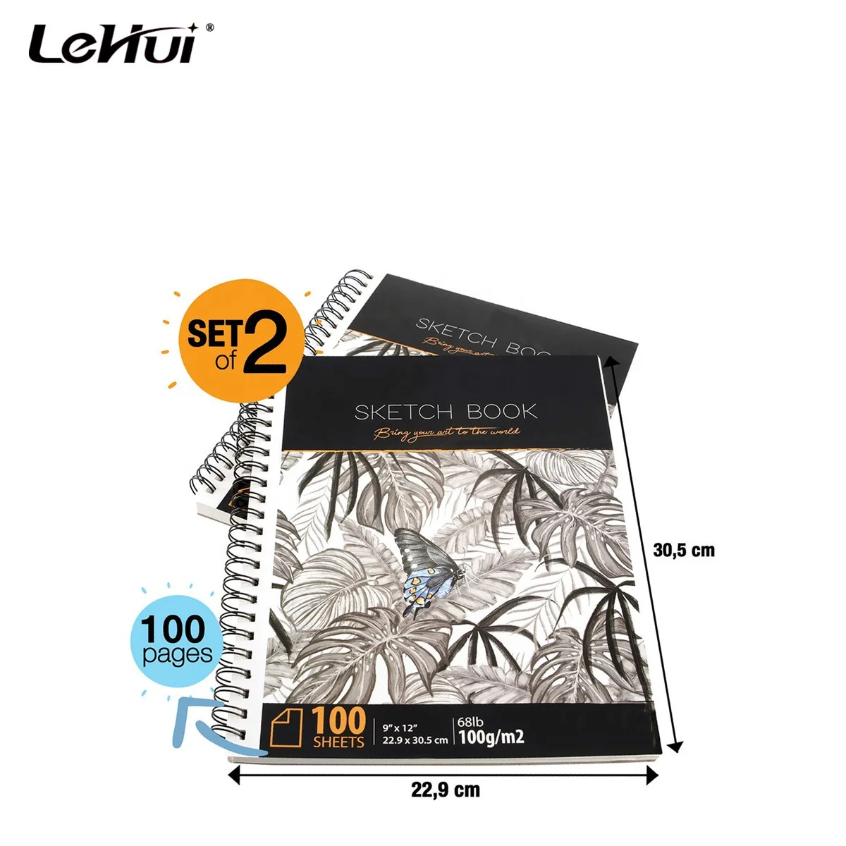 Manufacturer Directly200 Sheets 9x12 inches Professional Sketch Book with Spiral Bound Drawing Pad