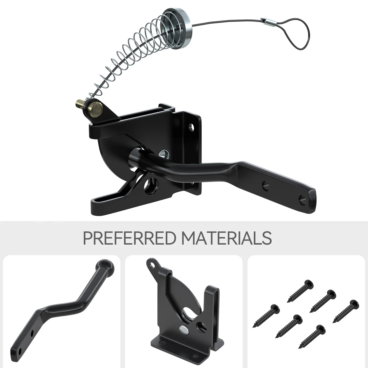 Heavy-Duty Automatic Gravity Lever Sliding Door Latches Modern Steel Self-Locking Gate Fasteners Wooden Fence Hotel Use Iron