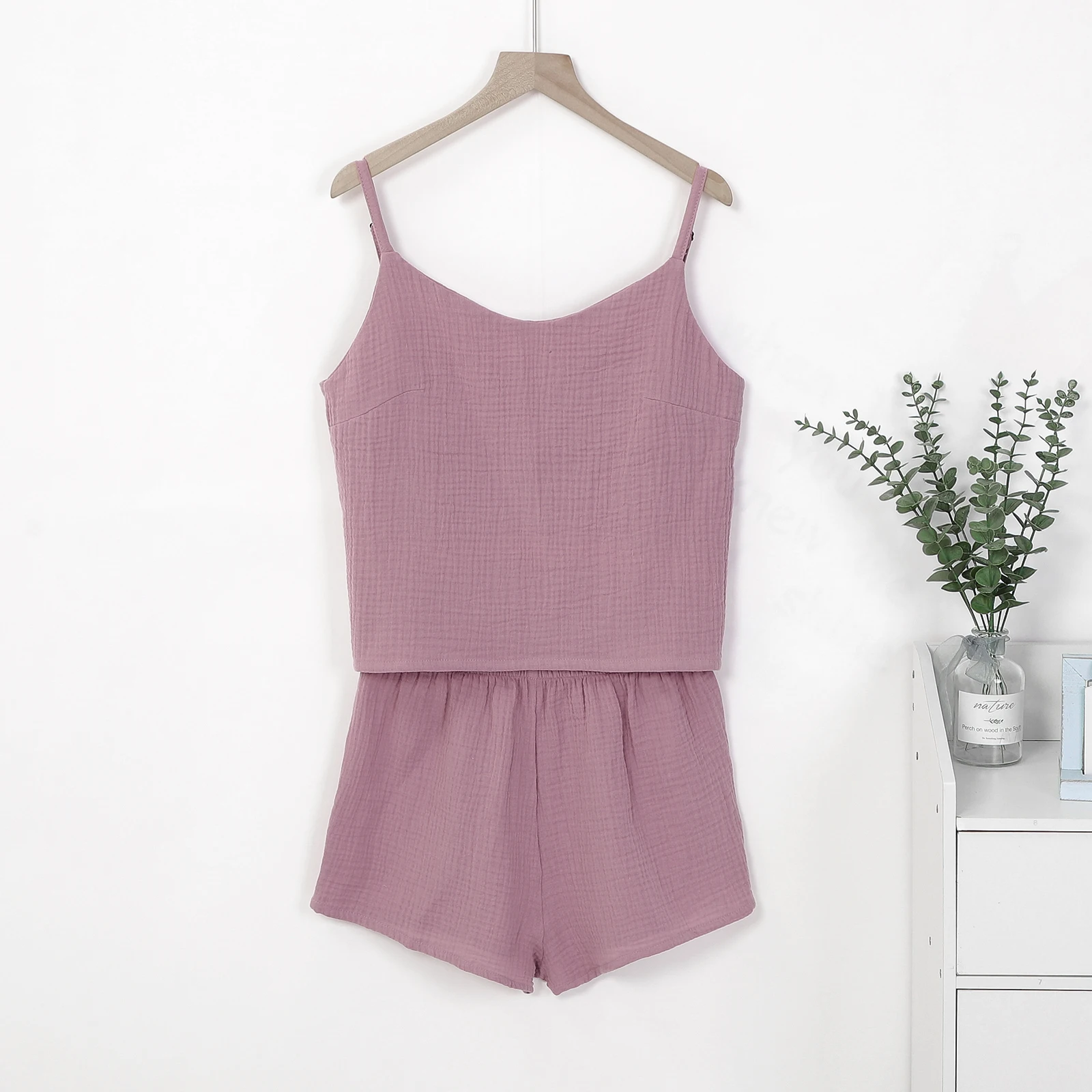 Soft 100% Cotton Women Pajamas 3pecs  Set With Robe Hot Selling Bridesmaid Pajamas Comfy Natural Homewear Leisure Wear