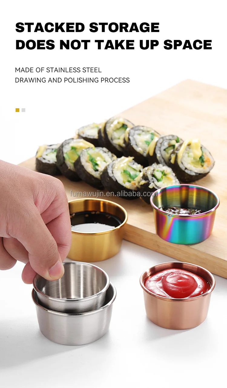 Commercial hot selling stainless steel kitchen utensils hot pot soy container salad tomato mini sauce bowl