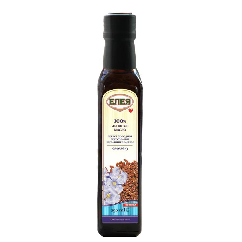 Холоднопрессованное льняное масло экстра класса ELEYA, нерафинированное льняное масло с эфирными питательными веществами