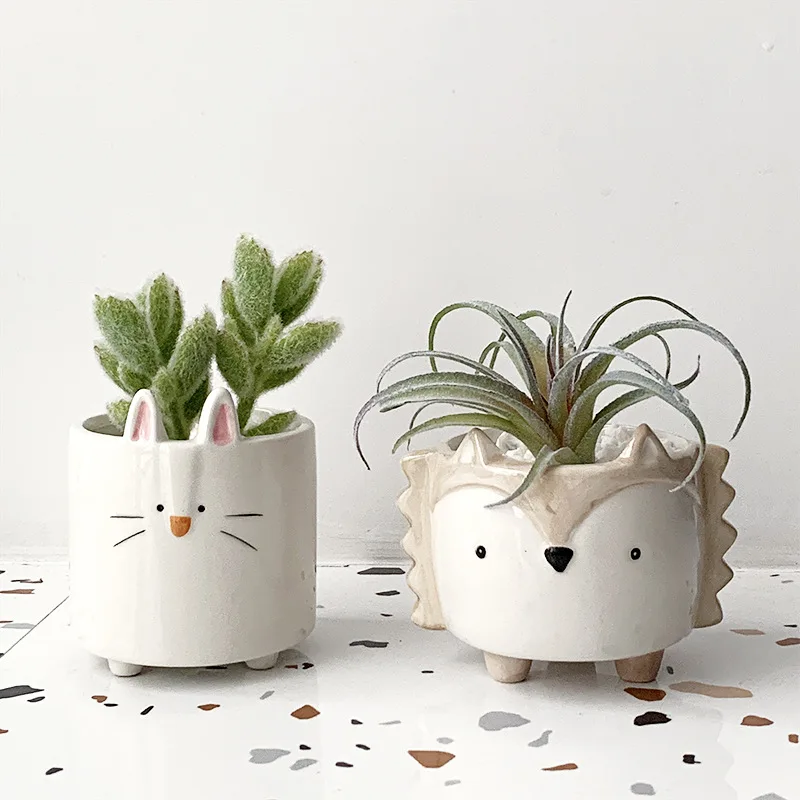 cute cartoon animal corgi shaped ceramic succulent cactus flower plant pot planter for home garden office desktop decorative