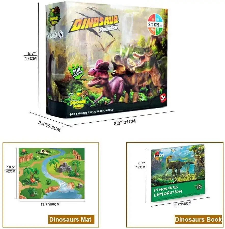 Dinosaur Toy Figure w/ Activity Play Mat,STEM Toys Educational Realistic Dinosaur Play Set 14Pcs Dinosaur