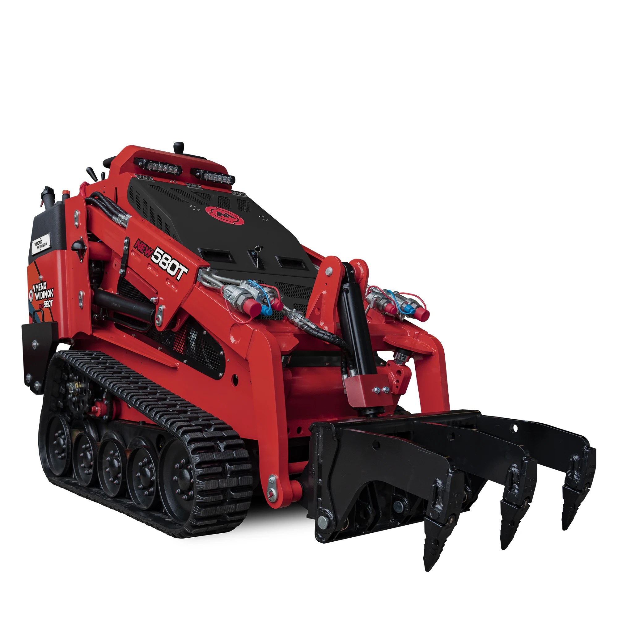 China Vmeng brand 580T 36'width diesel EPA track mini skid steer loader with pallet forks attachment