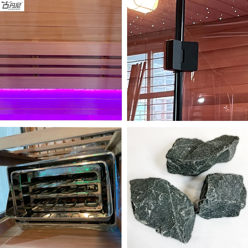 Dry stone stove steam white spruce wood sauna room