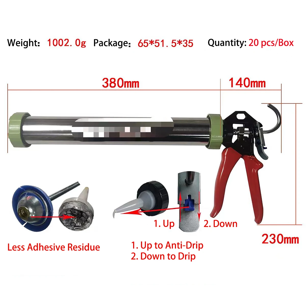 600ml Heavy Duty Sausage Caulk Gun for Sealant Glue