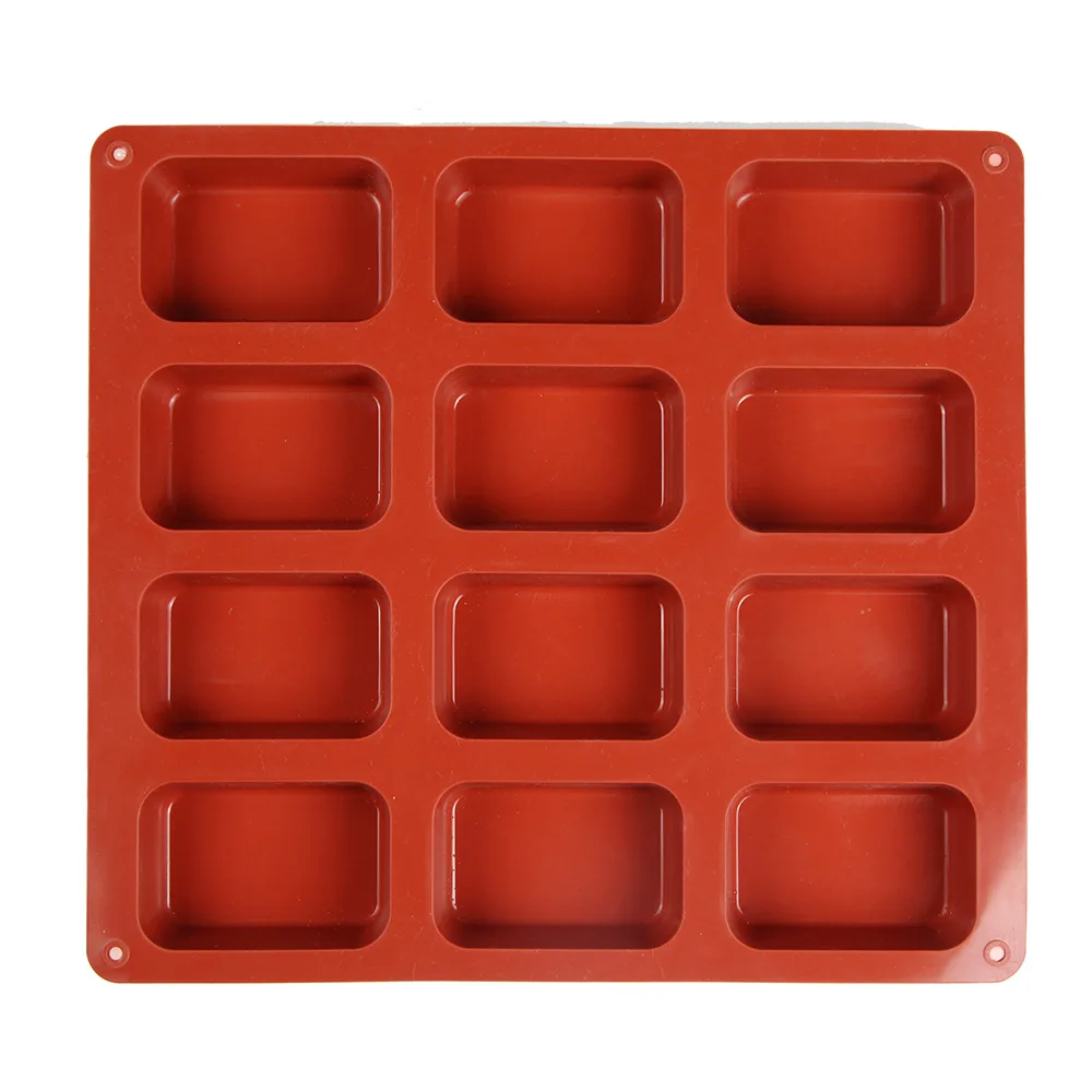 Mini 12 evens Rectangle shape diy handmade soap silicone mold for hotel