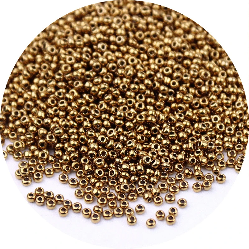 Wholesale High Quality 1.5mm Gold Glass Beaded Crystal Beads DIY Handmade Loose Beads